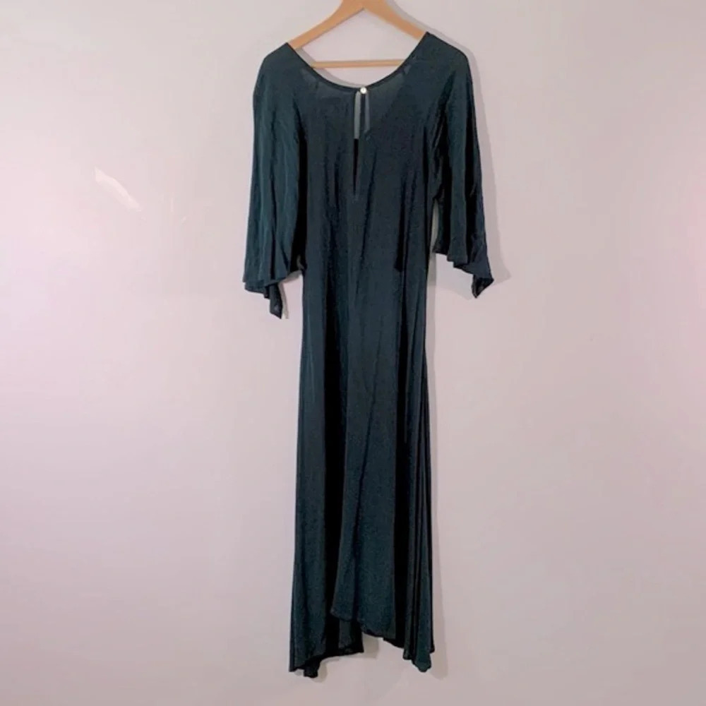 Cleobella size small dark blue green flutter sleeve laceup bust Whimsygoth witch - Picture 5 of 8